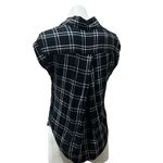 Jachs Girlfriend Jach’s Girlfriend women’s short sleeve black plaid button up blouse top Photo 1