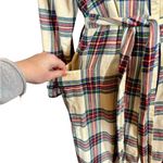 Sleepy Jones Marianne Brushed Cotton Twill Plaid Robe in Camel Red Size L Photo 3