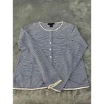 Boston Proper Blue White Striped Button Up Long Sleeve Classic Cardigan Small Photo 4