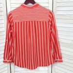 Charter Club  Multi Stripe Pattern Block Button Front Blouse   Coral White SP Photo 6