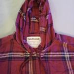 Garage  Women's Plaid Flannel Shirt Hoodie Boyfriend Fit Sz SP Photo 2