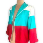 Vintage 90s Painted Pony Blazer Jacket Colorblock Red Turquoise White Medium Blue Photo 2