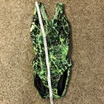 Speedo  Green Black Bathing Suit Womens 30 Used One Piece Racerback Photo 4