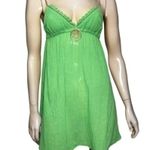 Lauren Moffatt Vintage S Gauzy Green Gold Accent Spaghetti Strap Babydoll Dress Size 2 Photo 1
