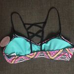 Amica Geometric Bikini Top NWT Large Caged Back Strappy Swim Suit Bathingsuit Black Size M Photo 1