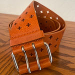 San Giorgio laser cut star leather belt XL Tan Photo 0
