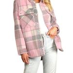 BLANK NYC women’s oversized flannel Cabin Fever Pink Multi Plaid Shacket size xs Photo 0
