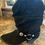 Dingo  Black Suede‎ Cowboy Boots with Silver Chain Size 6 Photo 0