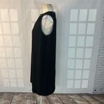 Tahari black faux leather trim sleeveless shift dress size 10 Photo 5