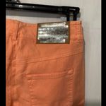 PINKO women's size 4 peach shiny sequined jacron casual stretch pant 28x30 28x31 Orange Photo 3