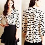Anthropologie  Maeve Woodland Walk Black Bear Print Shirt size 6 Photo 1