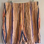 Soft Surroundings  ladies Striped Multicolor Shorts linen blended size medium Photo 1