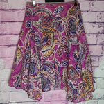 Ralph Lauren LAUREN  PAISLEY PURPLE TIE DYE HANDKERCHIEF HEM LINED SKIRT M PETITE Photo 0