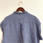 Old Navy Womens Shirt Blouse Blue White Gingham Plaid Boxy Button Up Size XL Photo 3
