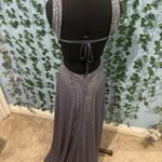 Adrianna Papell Lavender Grey Floor Length Gown Photo 7
