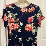 Calipessa Short Sleeve Floral Print Dress in Navy Blue Size M Photo 10