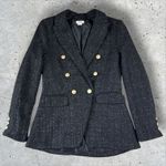Jason Wu  Women's Black Tweed Double-Breasted Blazer Jacket‎ Size S Photo 0