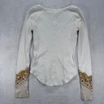 We The Free  Thermal Top Paisley Cuff Long Sleeve Shirt Casual White‎ Size S READ Photo 7