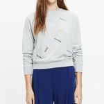 Madewell Embroidered Throwback Sweatshirt Hthr Concrete Size Small Photo 2