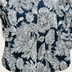 Giorgio Armani Blue Floral Print Tunic Blouse Size 44 XL Long Sleeve Cotton Photo 13