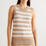 St. John  wool blend white and cream striped tank top Photo 0