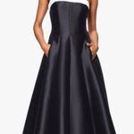 Betsy and Adam Black & White Strapless Satin Gown - Size 4 (new) Photo 0