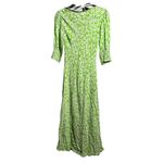 RIXO London Mia Dress Green Retro Micro Floral Swirl Size 2 Shirt Dress Photo 3