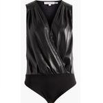 Good American  Better Than Leather Faux Leather Wrap Bodysuit Black, Size XL NWT Photo 4