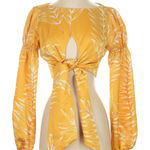 Camila Coelho  Yellow Leaf Print Blouse Photo 0
