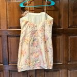 NWT Klesis Floral Tube Dress Size Large organza ruffle on side Mini Strapless Photo 4