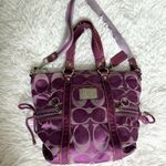 Coach  Poppy Purple Silver Signature Shoulder Bag Photo 0
