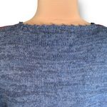 Vintage 90s Bright Red Blue Cardigan Round Neck Heart Floral Pattern Knit Large Photo 4