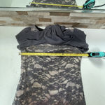 Eliza J  Y2K Lacy Knee length Cocktail Dress Long chiffon puff sleeves Grey Sz 6 Photo 8