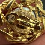 Givenchy Vintage Signed Gold Tone Rope Faux Pearl Center Clip On Earrings 17g. Photo 13