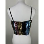 AQUA  Sequin Stripe Crop Top V Neck Spaghetti Strap Black Women's Size M Photo 1