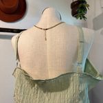 Unique spectrum  Sage Green Silky Ruched Floral Embroidered Tank Top Size 1X Photo 6