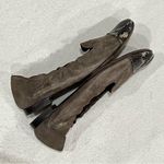 AGL Shimmer Taupe Leather Ballet Flats with Snake Print Cap 39 Brown Size 9 Photo 5