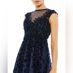 Mac Duggal Floral Embellished Illusion Midnight Midi Cocktail Dress NWT Photo 1