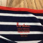 Boden Striped Reindeer Tee Size 4 Blue Photo 4