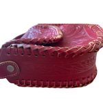 Vintage Tooled Leather Shoulder Bag Medium Red Purse Photo 3