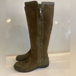 Clarks knee high leather suede riding boots 39314 zipper khaki olive green BOHO Photo 4