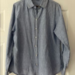 Dalia Collection  Navy Pinstripe Linen Cotton Casual Shirt Size XL EUC Photo 0