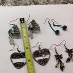 Lot Of 4 Handmade Costume Earrings Pierced Dangle Bead Heart, Indian Headdress Photo 6