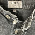 AGOLDE  Quinn High Rise Raw Hem Button Fly Black Denim Mini Skirt Photo 6