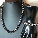 SIMON SEBBAG Black White Tortoise Agate Sterling Silver Necklace & Bracelet Set Photo 15