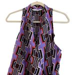 Trina Turk  Tank Top Medium Faux Wrap Silk Purple Red Abstract Print Racerback Photo 2