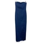 ZARA Strapless Denim Maxi Dress Blue Women’s Medium Bodycon Zipper Slit Hem Photo 3