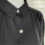 EXPRESS  Satin Rhinestone Button Up Blouse Shirt Black Large‎ Photo 5