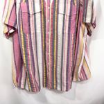 Roamans Plus Size 30W Top Striped Button Up‎ Shirt Pink Cotton V Neck 693 Photo 4