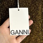 Ganni  Metallic Rib Knit Tie Back Top Womens Size XL Gold Black NWT Retail $ 225 Photo 14